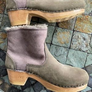 NEW No. 6 Shearling Clog 42 Boot Heel Leather No 6 Sven Winter Bootie Wood Vtg